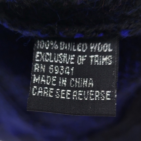 Lisa International Boiled Wool Blazer Jacket XL | Colorblock Blue Black 2-Button - Picture 7 of 8